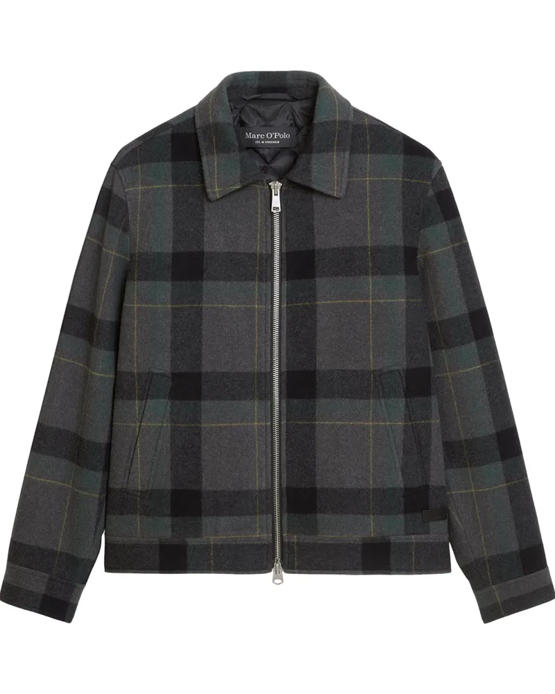 Marc O'Polo Wattiertes Woll-Blouson mit Glencheck-Muster, Regular Fit in Anthrazit