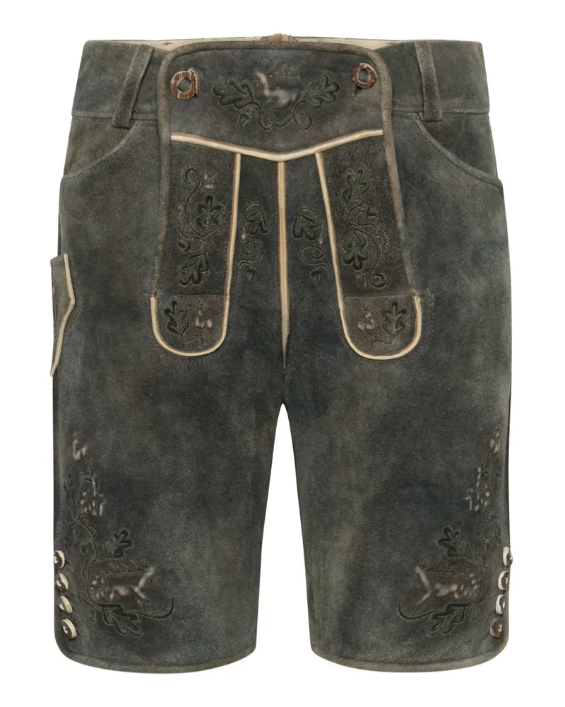 Spieth & Wensky Lederhose mit traditionellen Stickereien in Braun