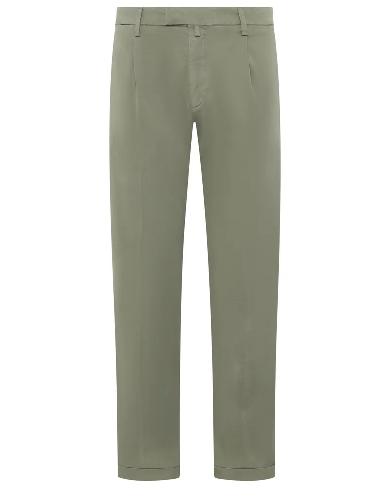 Briglia 1949 Leichte Chino mit Stretchanteil und Bundfalte, Easy Fit in Oliv