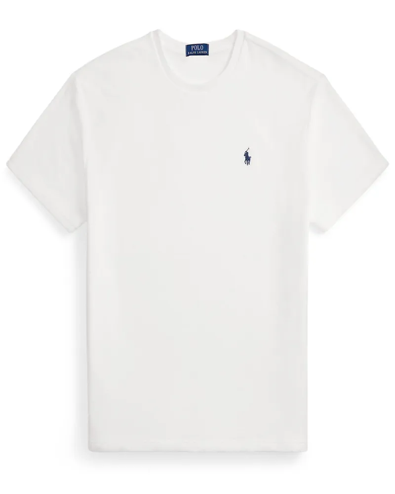 Ralph Lauren Elastisches Frottee-T-Shirt mit kleiner Pony-Stickerei, Classic Fit in Weiß