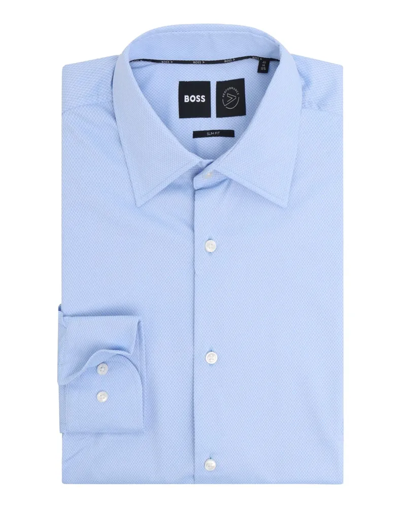 HUGO BOSS Unifarbenes Performance-Hemd mit Netzstruktur, Slim Fit in Hellblau