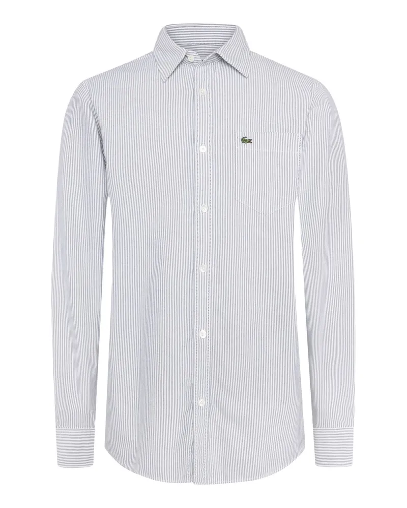 Lacoste Gestreiftes Oxford-Hemd mit Brusttasche und Logo-Stickerei in Marine