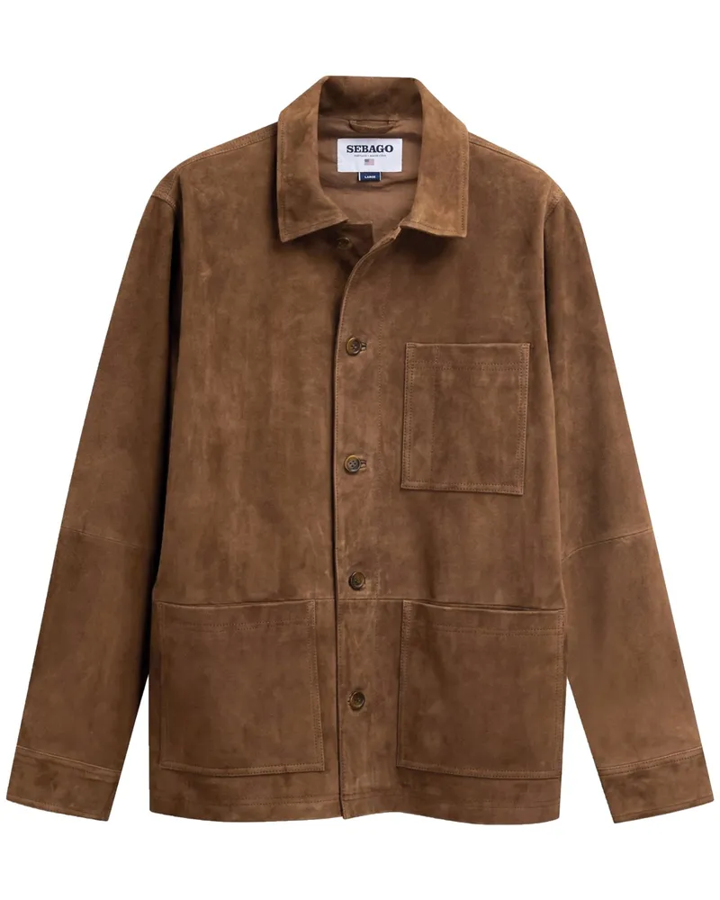Sebago Overshirt aus weichem Veloursleder in Braun