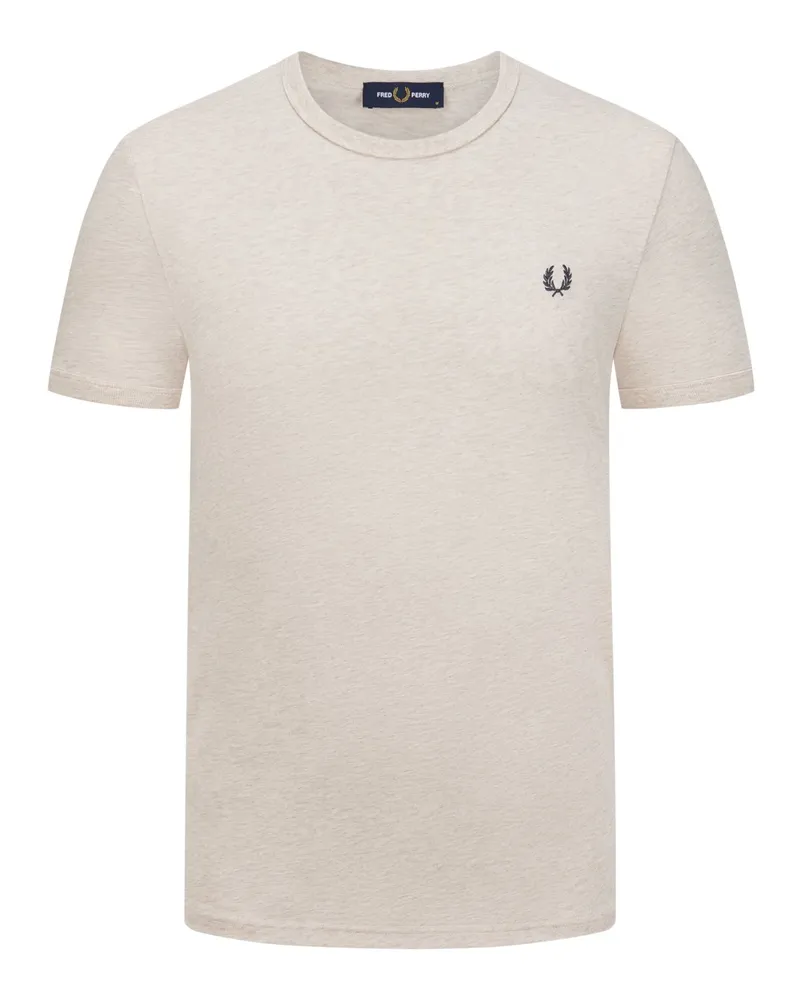 Fred Perry Stretch-T-Shirt mit kleiner Logo-Stickerei Beige