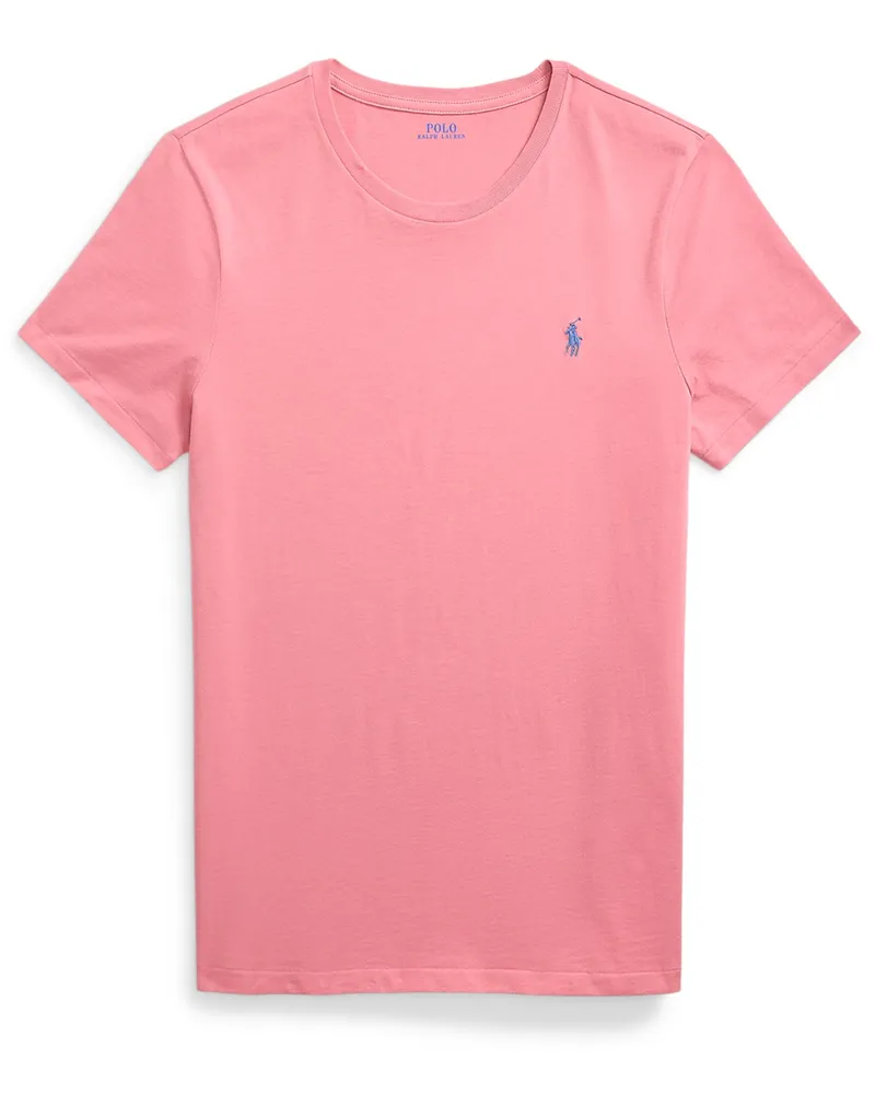 Ralph Lauren T-Shirt aus Baumwolle mit Logo-Aufnäher, Custom Slim Fit in Rosenrot