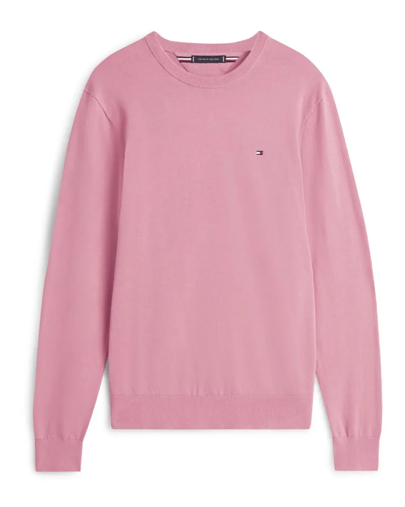 Tommy Hilfiger Leichter Pullover aus Baumwolle mit Flag-Aufnäher in Berry