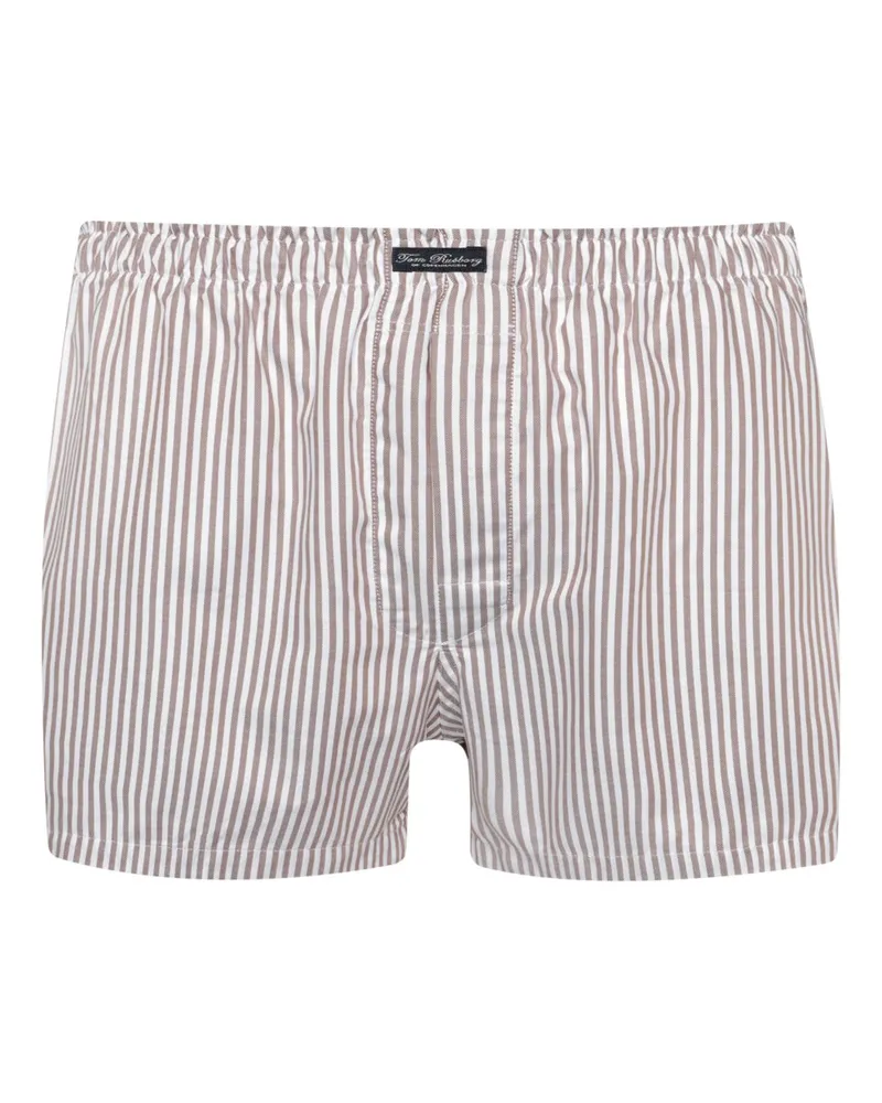 Tom Rusborg Baumwoll-Boxershorts mit Streifen und elastischem Bund in Braun