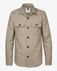 Profuomo Overshirt aus Wolle mit feinem Muster Beige