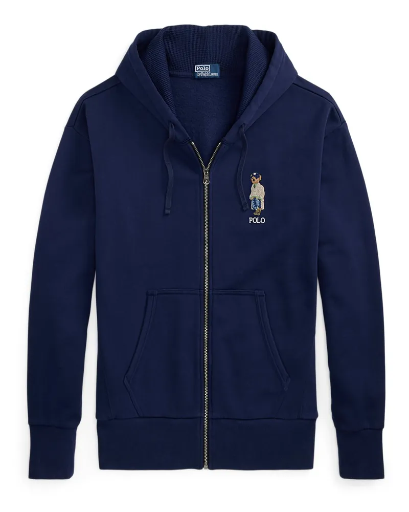 Ralph Lauren Hoodie mit Zip und farbiger Polo Bear-Stickerei, Vintage Fit in Blau