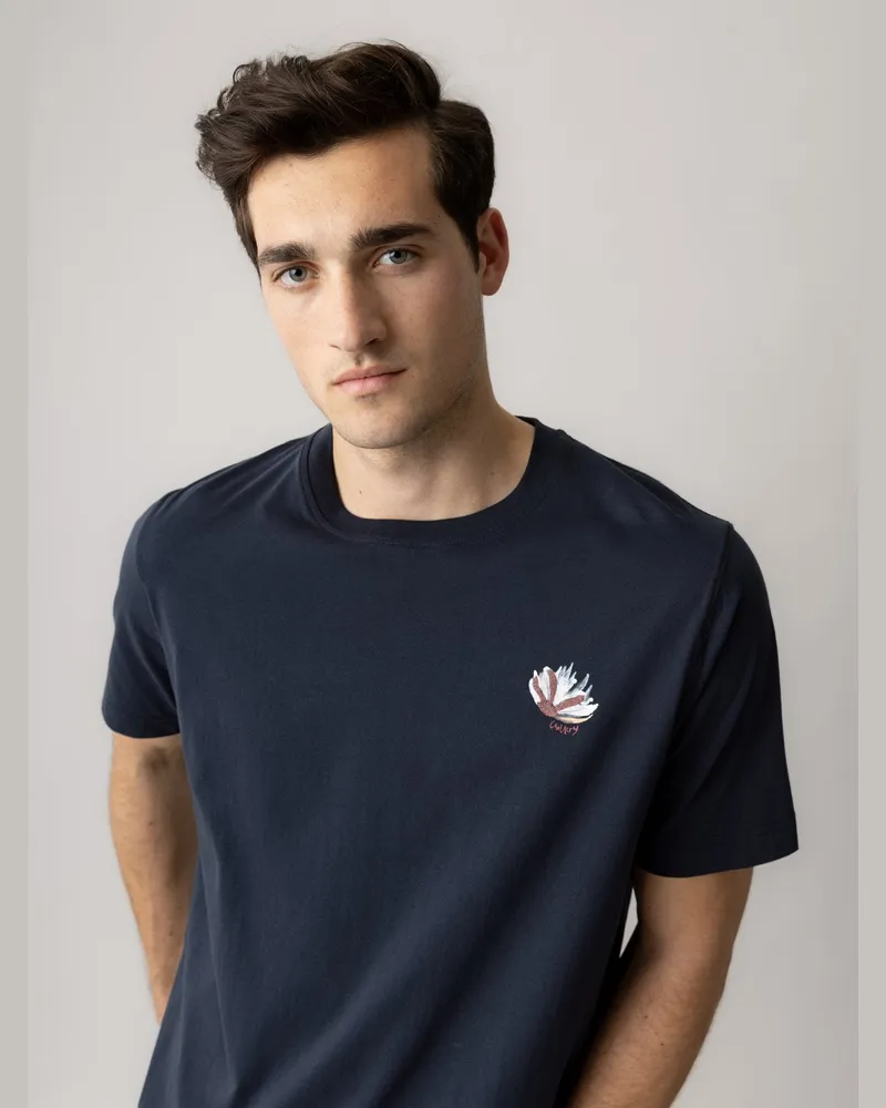 Mos Mosh Leichtes Baumwollshirt mit beidseitigem Print in Marine