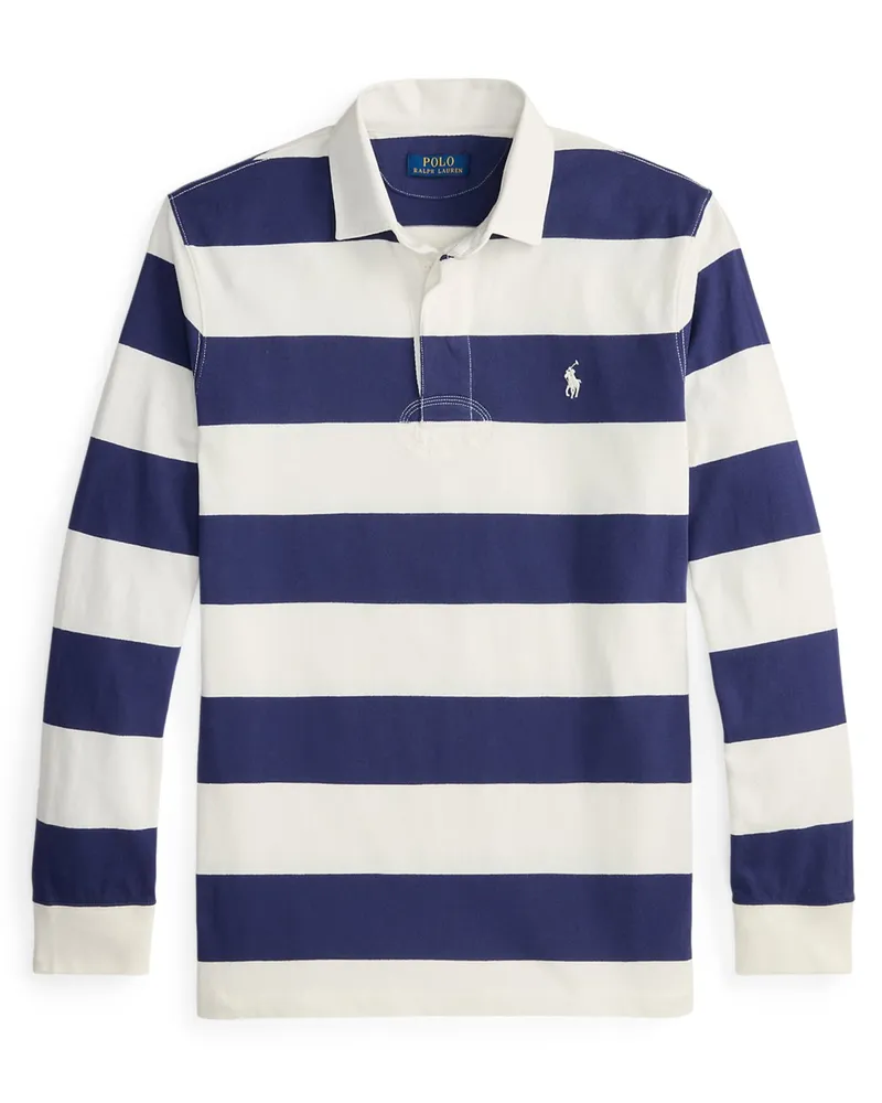 Ralph Lauren Rugby-Shirt mit Blockstreifen und Poloreiter-Stickerei in Marine