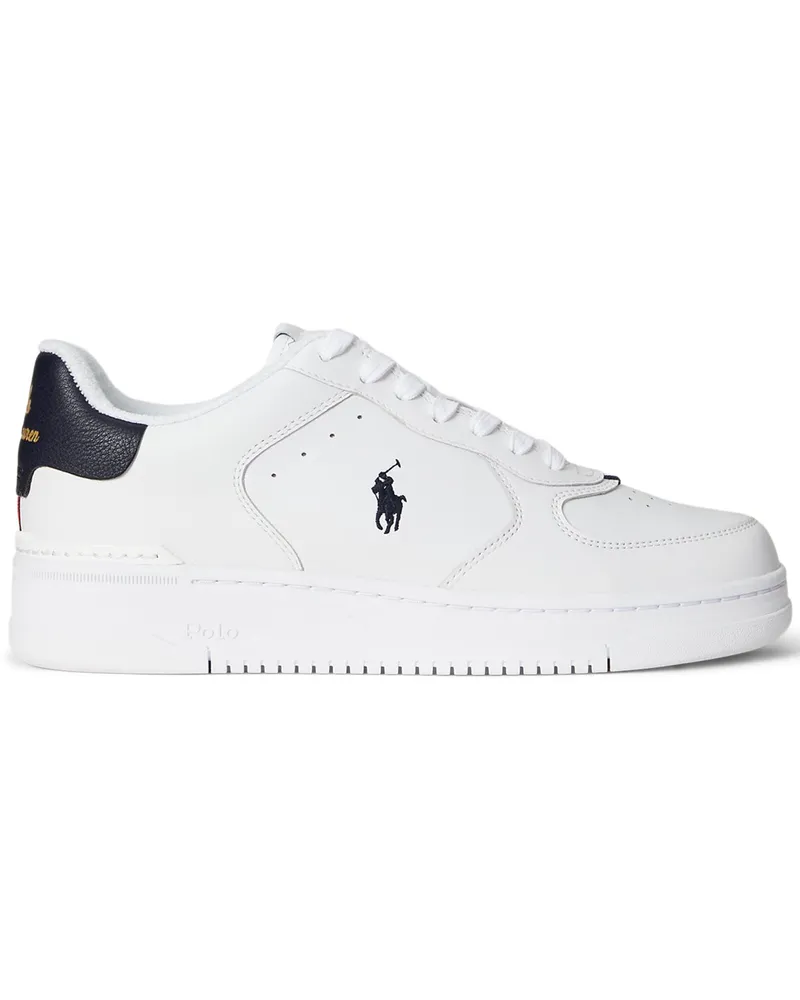 Ralph Lauren Low Top Sneaker mit Nappaleder-Details und Poloreiter-Stickerei in Weiß