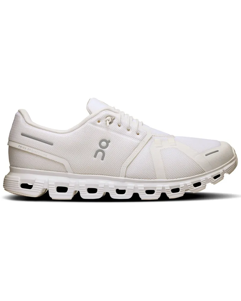 ON Ultraleichte Runner Sneaker Cloud 6 mit Speed-Schnürung Weiß
