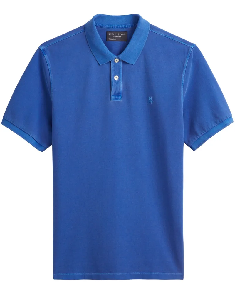 Marc O'Polo Poloshirt in Washed-Optik mit Label-Stickerei, Regular Fit in Königsblau