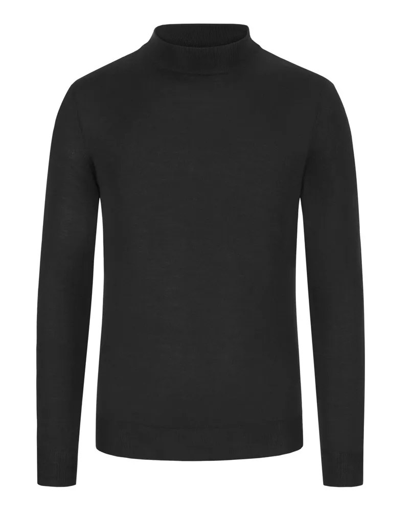 Filippo de Laurentiis Leichter Pullover aus Super 120 Merinowolle mit Turtleneck in Schwarz