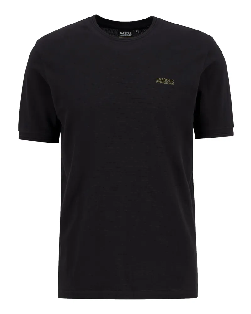 Barbour T-Shirt aus leichtem Baumwollstrick, Tailored Fit in Schwarz