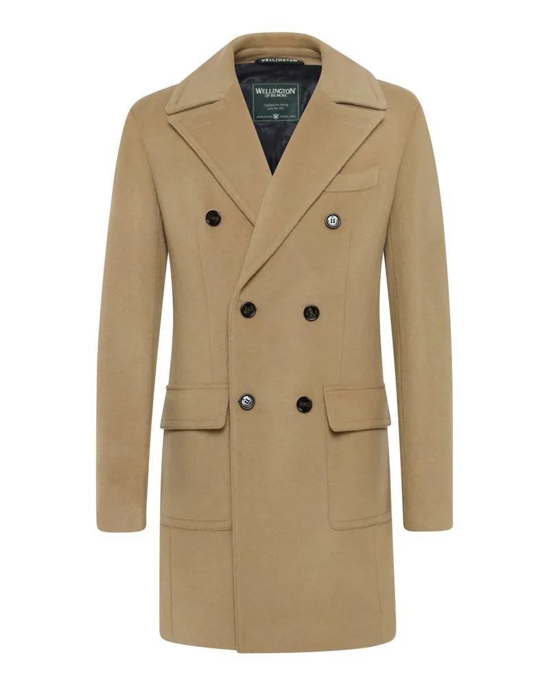 Wellington of Bilmore Zweireihiger Mantel Dorchester aus einem Wolle-Kaschmir-Mix in Beige