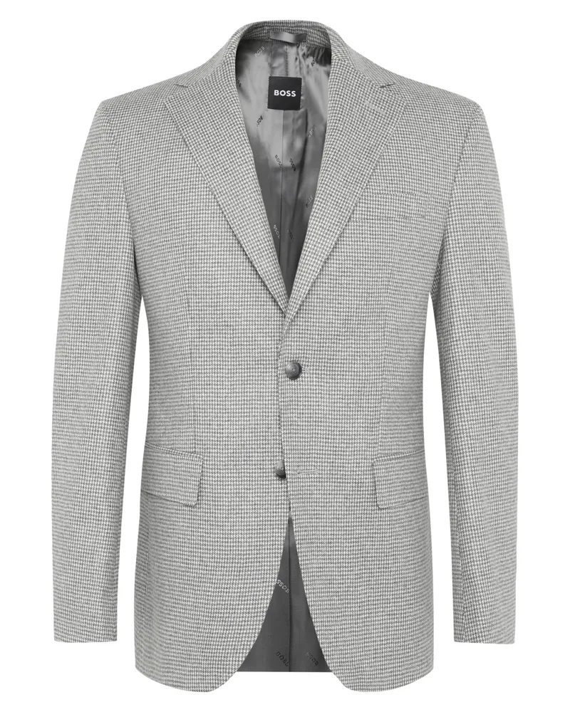 HUGO BOSS Sakko aus einem soften Woll-Mix mit Pepita-Muster, Slim in Grau