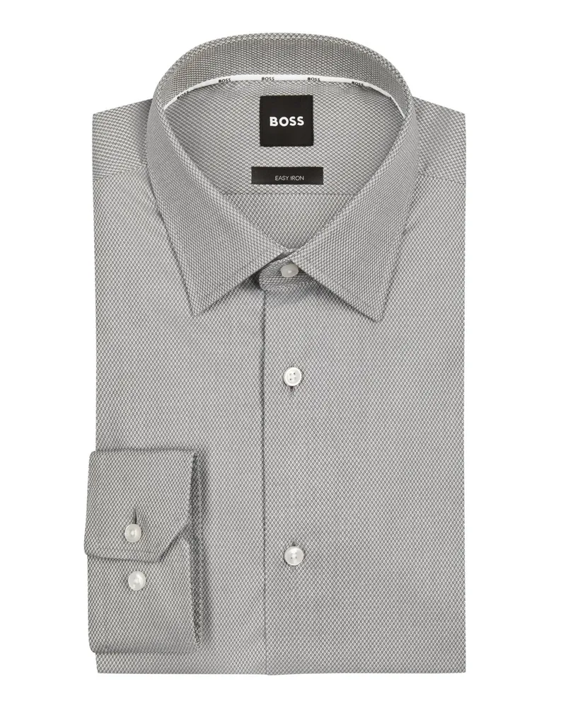 HUGO BOSS Strukturiertes Stretch-Hemd, Regular Fit in Grau