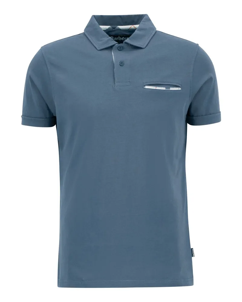 Barbour Softes Poloshirt mit Brusttasche und Tartan-Details in Marine