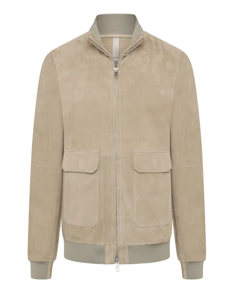 DUNO Blouson aus weichem Ziegenveloursleder mit Stehkragen in Beige