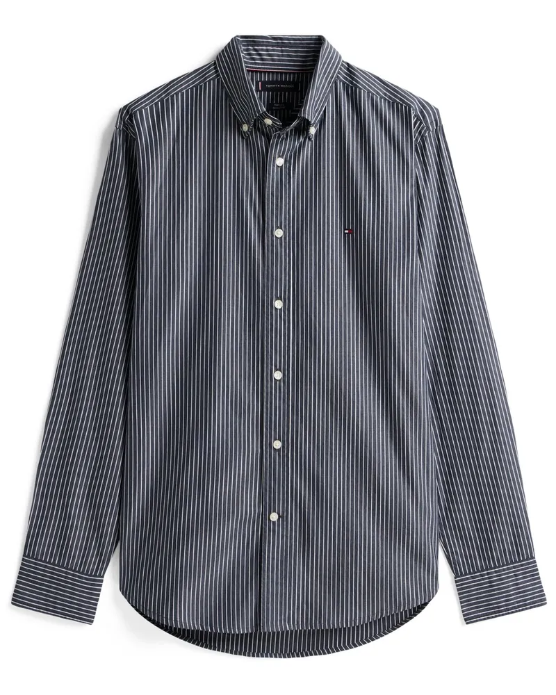 Tommy Hilfiger Hemd aus Baumwolle mit Fineliner, Regular Fit in Marine