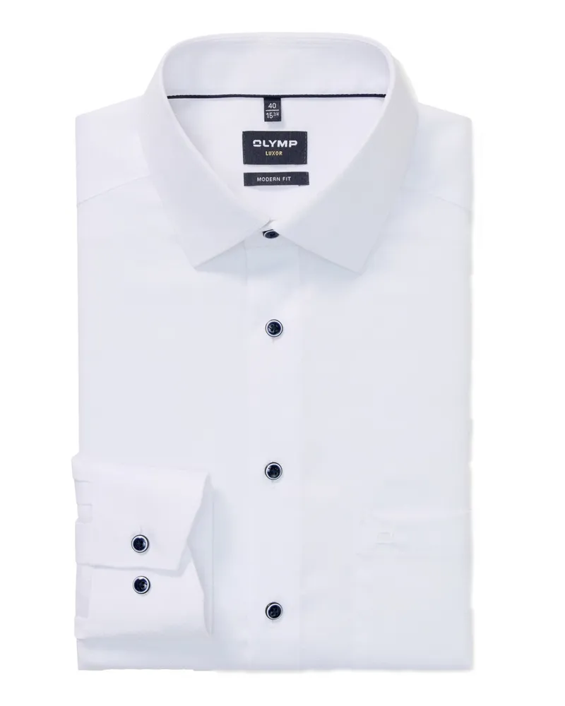 Olymp Luxor, Modern Fit, Extralanges Baumwollhemd mit Struktur in Weiß