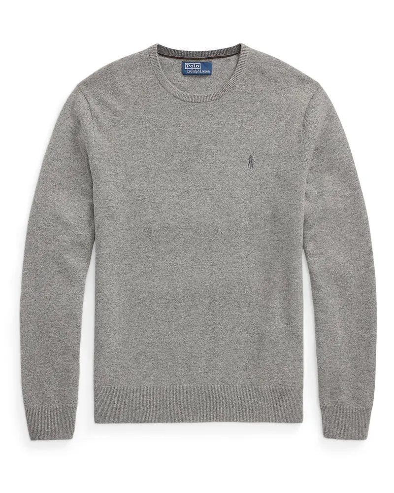 Ralph Lauren Softer Rundhalspullover aus Wolle mit Pony-Stickerei, Regular Fit in Grau
