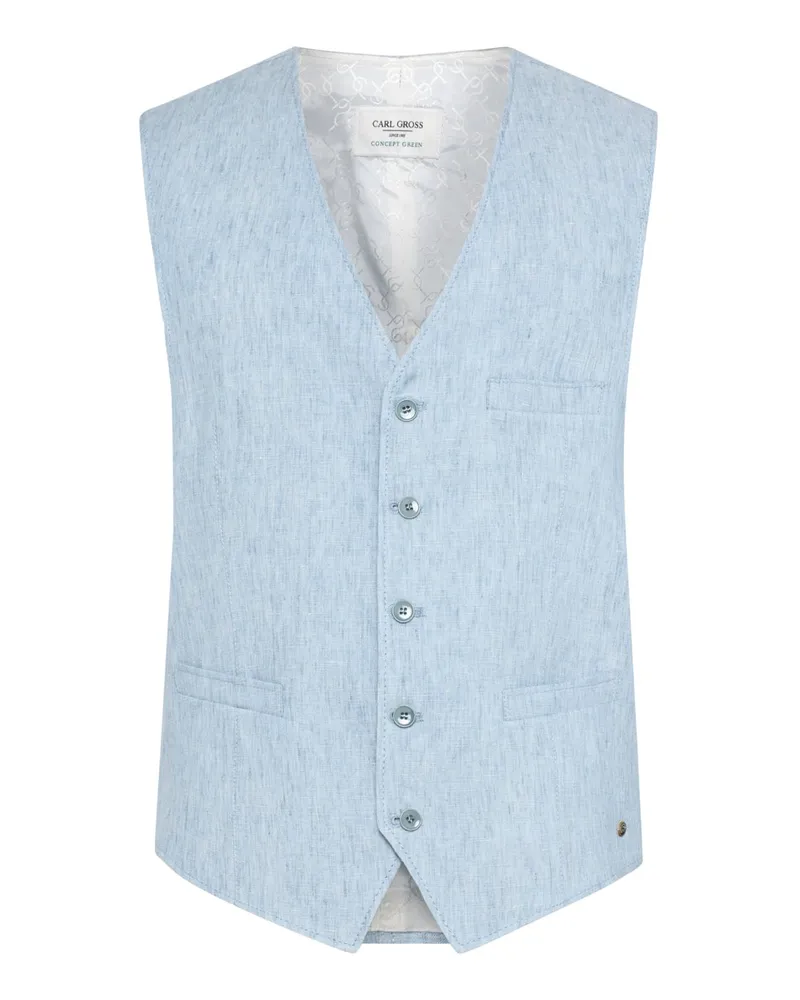 Carl Gross Kombiweste aus Leinen mit Taschen in Hellblau