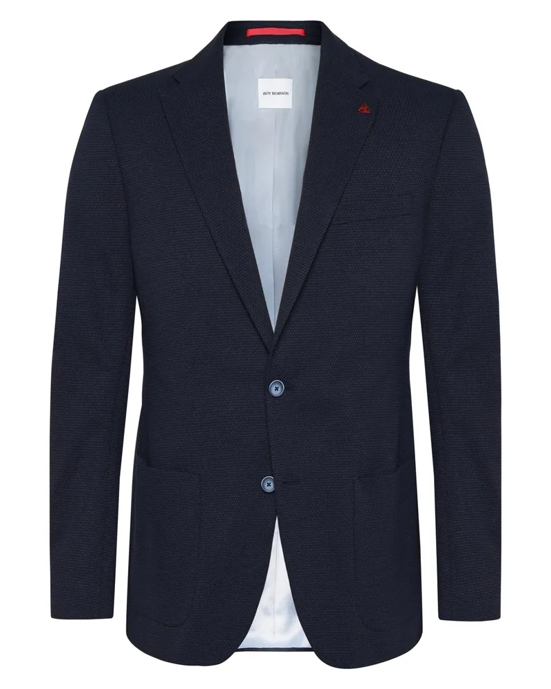 Roy Robson Blazer aus einem strukturierten Baumwoll-Mix, Slim Fit in Marine