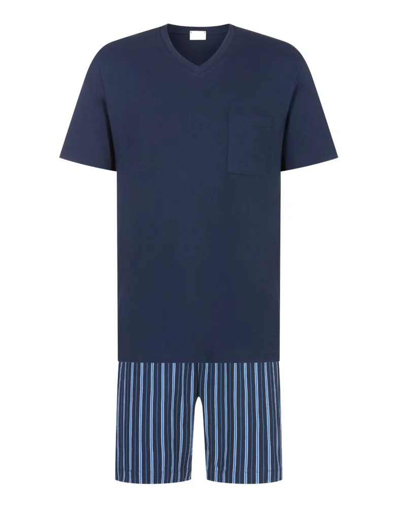 Mey Kurzer Pyjama mit V-Ausschnitt aus der Serie Straight in Marine