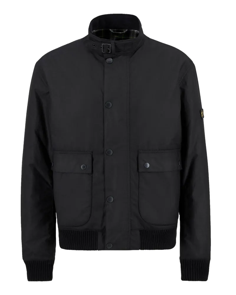Barbour Wachsblouson Traction im Biker-Look in Schwarz