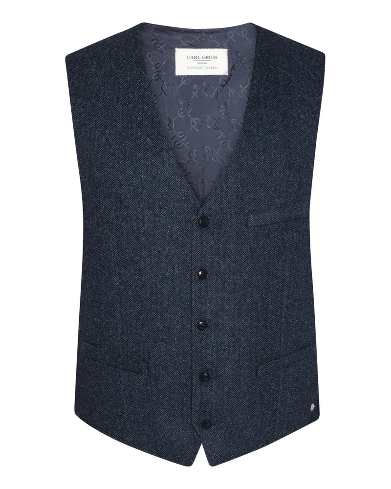 Carl Gross Weste aus einem Wollgemisch mit Seide und Stretch, Modern Fit in Blau