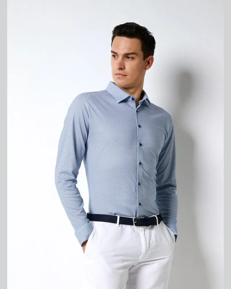 DESOTO Jerseyhemd aus Baumwolle mit Print in Blau