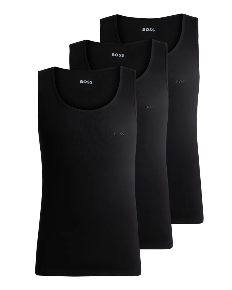 HUGO BOSS 3er Pack Tank Tops aus Baumwolle, BOSS ONE in Schwarz