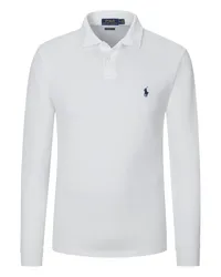 Ralph Lauren Langarm-Poloshirt Custom Slim Fit in Piqué-Qualität Weiß