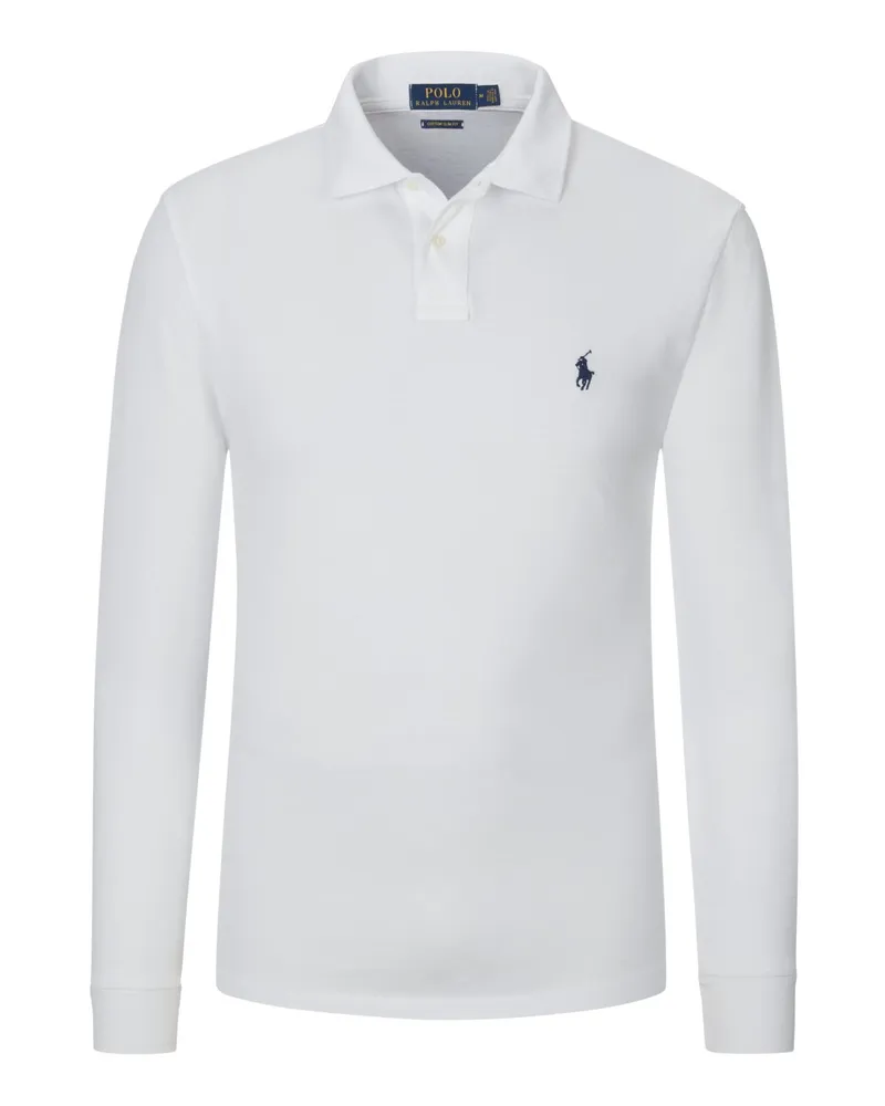 Ralph Lauren Langarm-Poloshirt Custom Slim Fit in Piqué-Qualität in Weiß