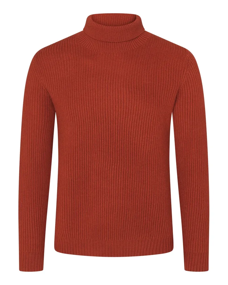 Tom Rusborg Softer Heavystrick-Rollkragenpullover aus Kaschmir in Rostrot