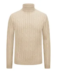 Daniele Fiesoli Rollkragenpullover aus Kaschmir mit Zopfstrickmuster Beige