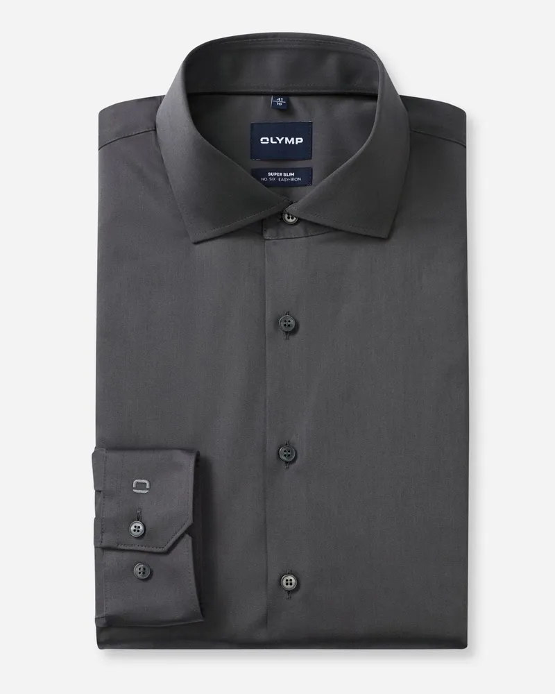 Olymp No. Six, Super Slim Fit, Hemd mit Stretchanteil in Anthrazit