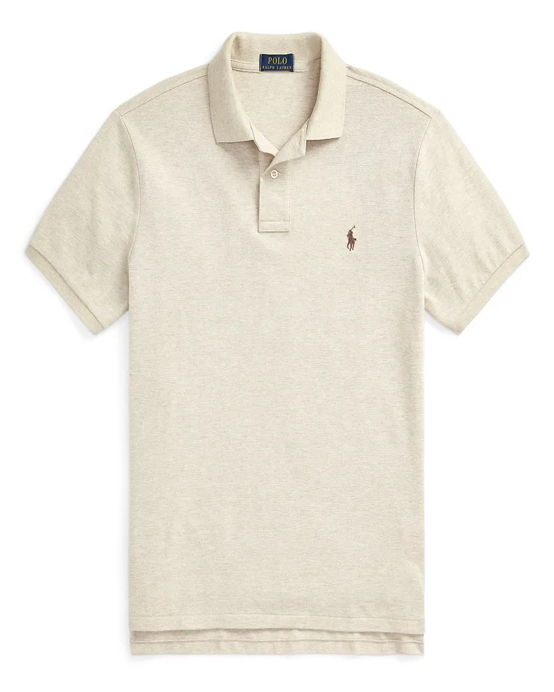Ralph Lauren Piqué-Poloshirt mit Logo-Stickerei, Custom Slim Fit in Beige