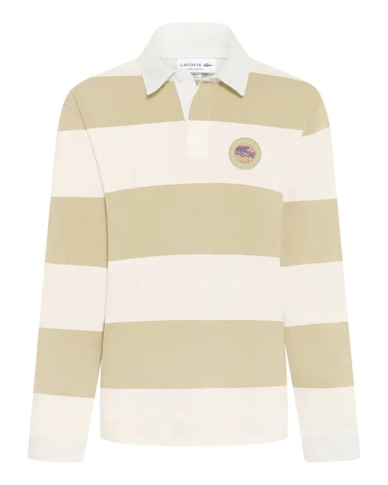 Lacoste Rugby-Poloshirt mit Blockstreifen und Logo-Patch in Hellbraun