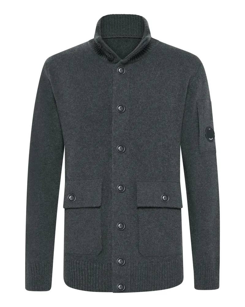 C.P. Company Cardigan mit Stehkragen und aufgesetzten Taschen in Anthrazit