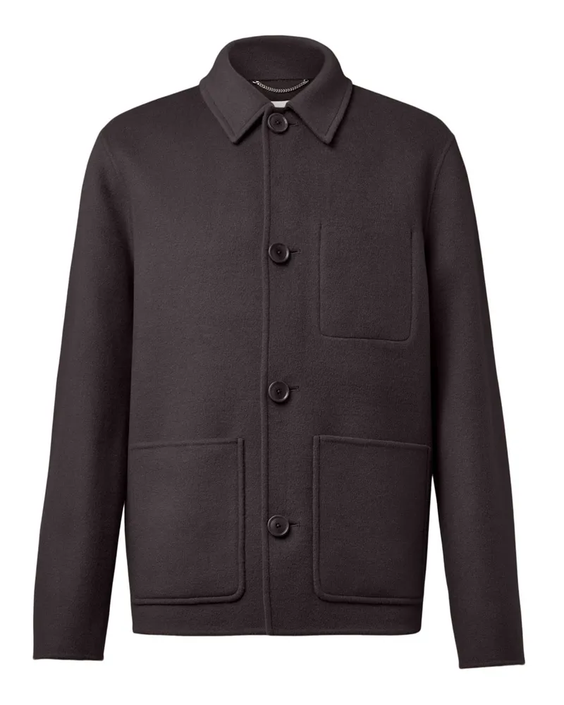 Drykorn Woll-Overshirt Makona mit Workwear-Einflüssen, Relaxed in Dunkelbraun
