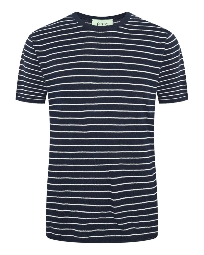 FTC Cashmere Feinstrick-T-Shirt mit Ringelstreifen und Kaschmir-Anteil in Schwarz