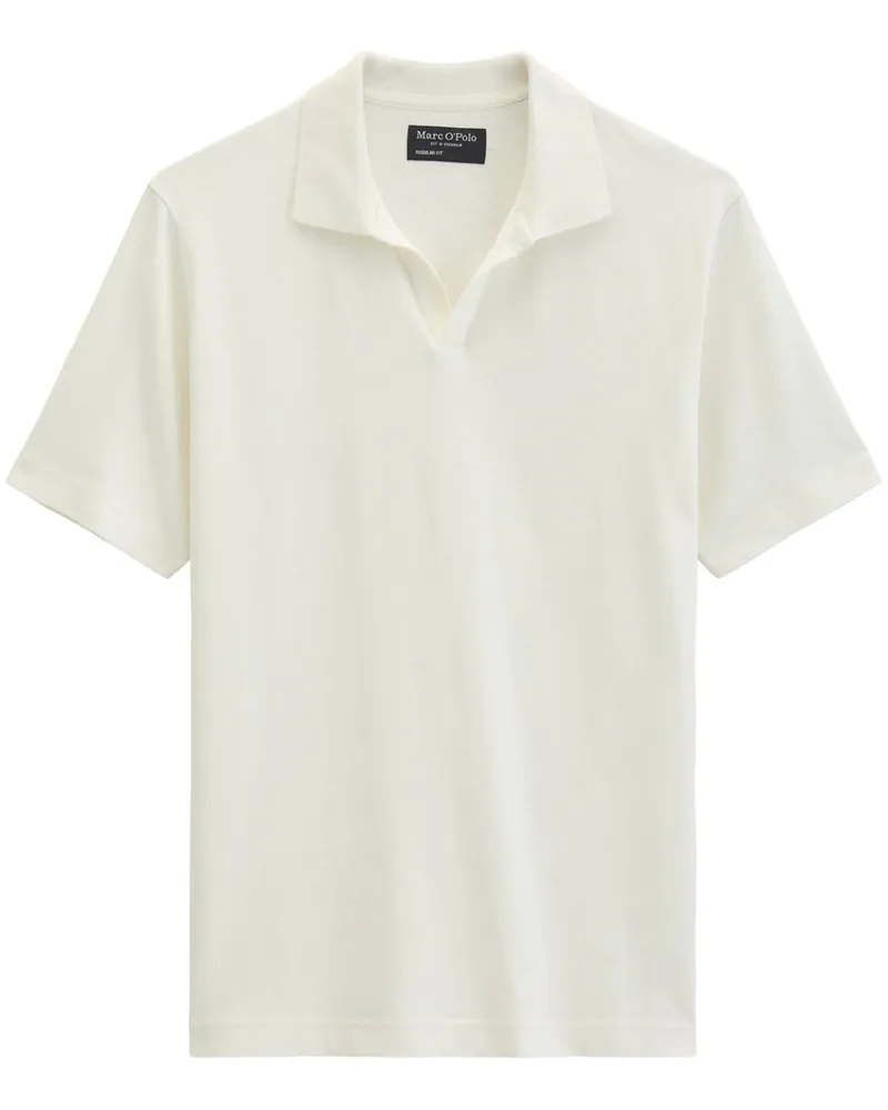 Marc O'Polo Strick-Poloshirt mit Variokragen und Leinenanteil, Regular FIt in Offwhite
