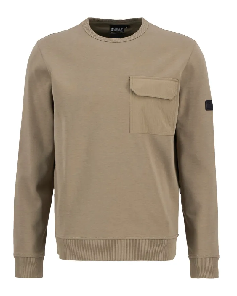 Barbour Sweatshirt Ilford Interlock mit Brusttasche und O-Neck in Beige