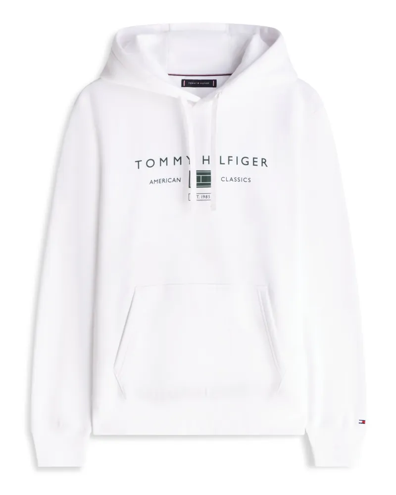 Tommy Hilfiger Hoodie aus Baumwolle mit Label-Frontprint in Weiß