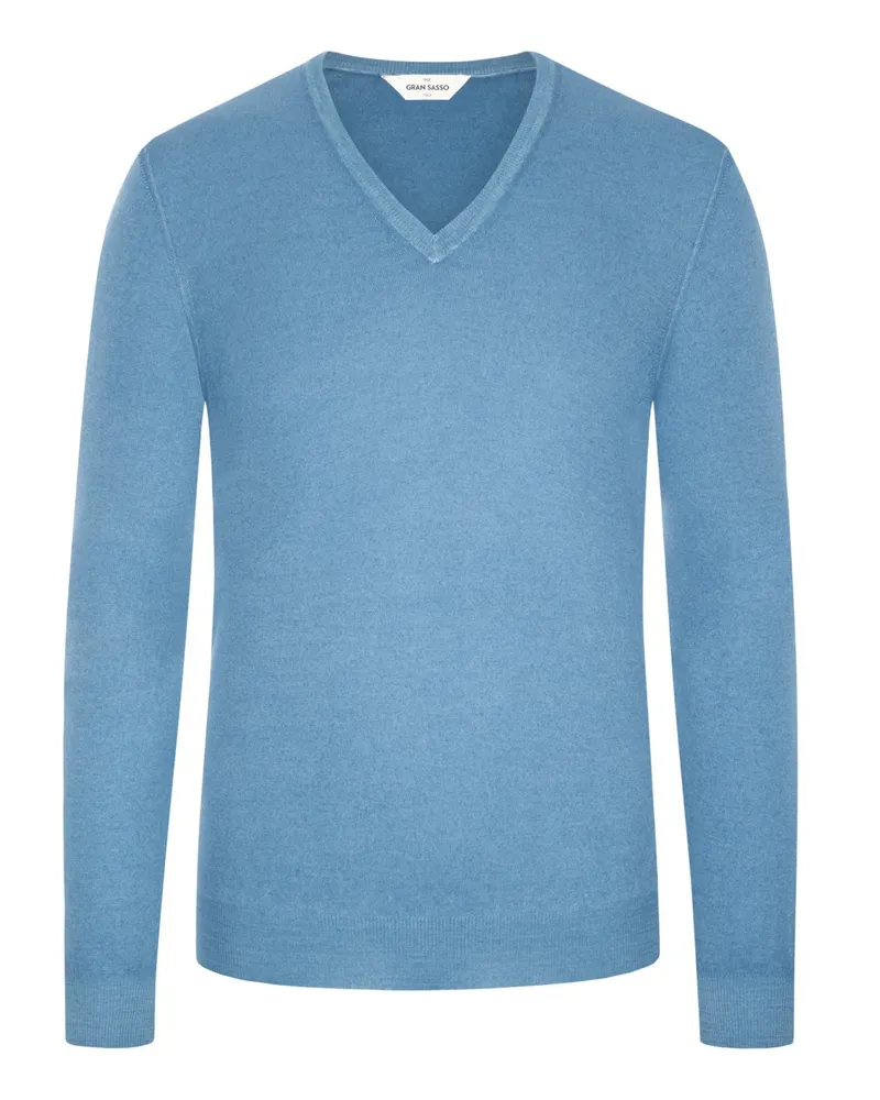Gran Sasso Pullover aus Merinowolle in Vintage-Optik in Hellblau