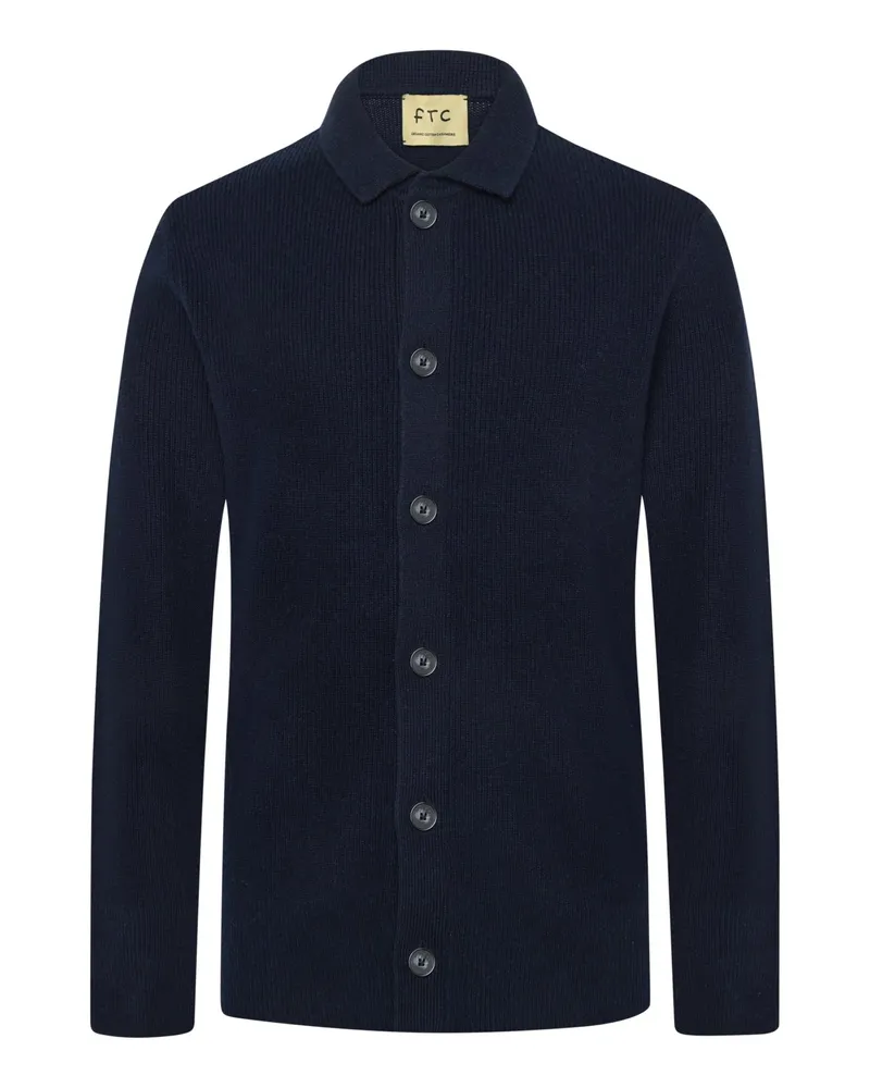 FTC Cashmere Cardigan aus einem Baumwolle-Kaschmir-Mix in Marine